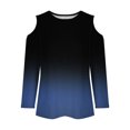 thumbnail image 5 of QIPOPIQ Hauts pour Femmes Manches 3/4 Chemises Col Rond Blouses Décontractées Amples Imprimé Dégradé T-Shirts en Liquidation, 5 of 5