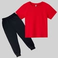 thumbnail image 5 of Qtocio Big Girls 2 Piece Outfits Solid Color Short Sleeve Tee Tops and Long Pants Casual Daily Style Lightweight Soft Summer Matching Set for Kids, 5 of 5