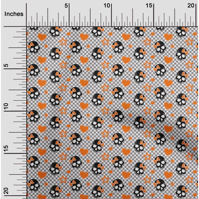 oneOone Georgette Viscose Orange Fabric Skull Craft Projects Decor Fabric Printed By The Yard 42 Inch Wide