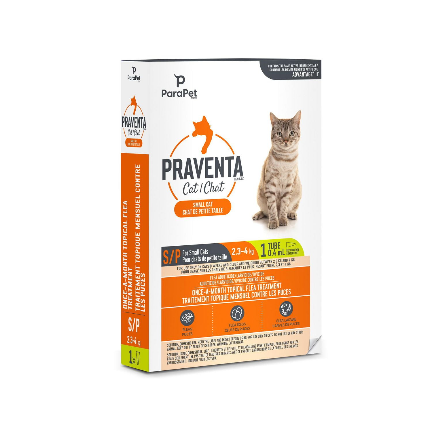 Parapet Praventa Traitement contre les Puces pour Chats de Petite Taille, 1 Tube