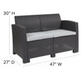 thumbnail image 2 of Light Gray Faux Rattan Loveseat with All-Weather Light Gray Cushions, 2 of 9