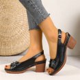 thumbnail image 4 of Ladies Rhinestones Flower Dress Slingback Sandals for Women 2025 Summer Leather Peep Toe Chunky High Heels, 4 of 6