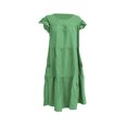 thumbnail image 1 of Faithtur Robe Mi-Longue Ample pour Femmes, Style Décontracté d'Été, Couleur Unie, Col Rond, Manches Volantes, Jupe Froncée, 1 of 6
