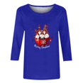 thumbnail image 4 of Meichang Chemises de Noël Manches 3/4 Coupe Ample Col Rond Tops d'Automne T-Shirts Graphiques Classiques Cadeaux pour Femmes pour Noël, 4 of 5