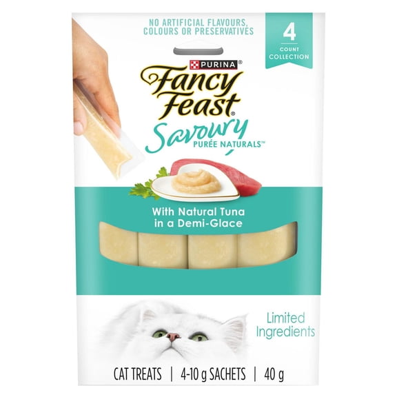 Purina Fancy Feast Savoury Puree Naturals with Natural Tuna in a Demi-Glace, Cat Treats 40g