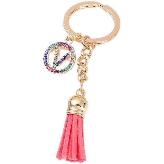 26 Letters A-Z Decorative Alphabet Initial Charm Keychain for Women Girls Men Teenager Gift