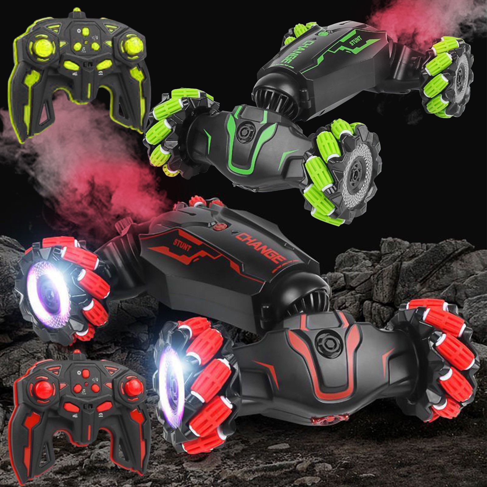 Sentmoon Fast Rc Car .4G Remote Control Car, Remote Control Stunt Car, With Light Spray Remote Control Transforming Car, Rechargeable Remote Control Toy Car, Gifts For Boys And Gir