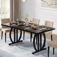 thumbnail image 1 of Tribesigns Dining Table for 4-6 People, 63-Inch Black Rectangular Wood Kitchen Table with Strong Metal Frame, Modern Industrial Dining Table Farmhouse Dinner Table for Home Kitchen Dining Room, 1 of 9