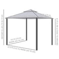 thumbnail image 3 of 12' Outdoor Patio Gazebo Pavilion Canopy Tent with Netting, Light Grey, 3 of 10