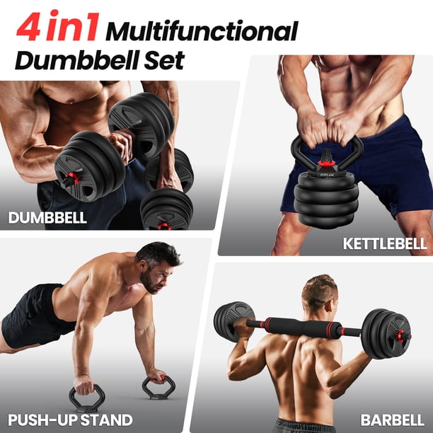 Haltères Réglables 4 En 1 – Haltère, Kettlebell, Barre Et Support Pompes – Idéal Pour Maison Et Muscu Complète