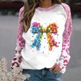 thumbnail image 1 of TIMIFIS Chandails de Noël pour Femmes 2024 Hiver Manches Longues Col Rond Imprimé Nœud Papillon Chandails à Enfiler Hauts Cadeaux pour Femmes pour Noël, 1 of 4