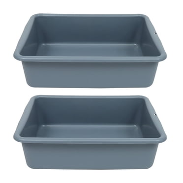 YOPTOP LOVEVER2 Pcs Plastic Wash Basin Dish Pans Storage Tub Bins with Lids Grey