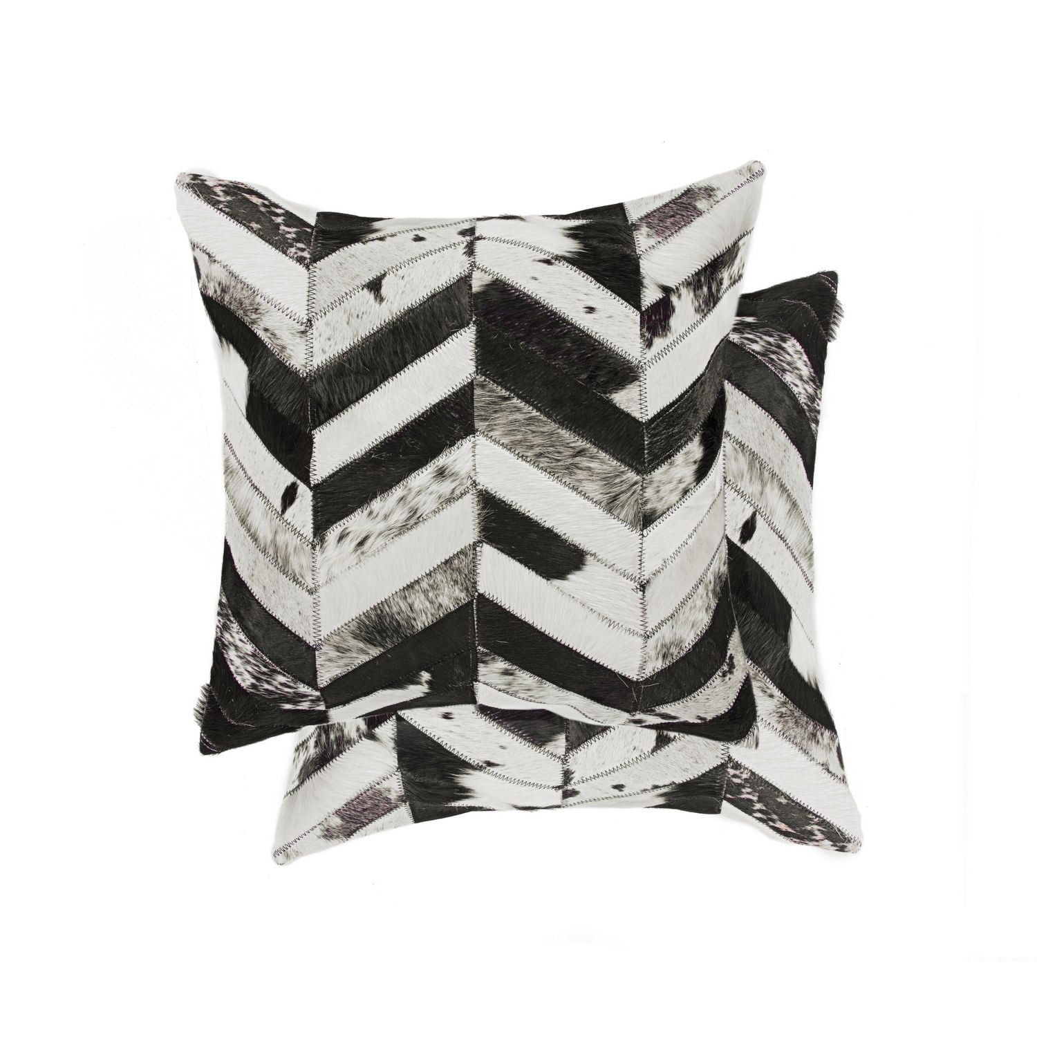 COUSSINS TORINO CHEVRON EN PEAU DE VACHE 18"X18" 2 PQT