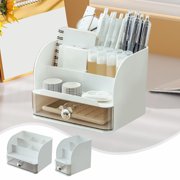 pstuiky Large Capacity Double Compartment Desk Organizer Cute Bear Design Pencil Case and Office Supplies 6.45X5.19 Inches Desktop Storage For