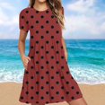 thumbnail image 2 of Weiqiqre Robes pour Femmes Été Décontractées à Manches Courtes Col Ras du Cou Robes T-Shirt Amples Évasées Mini avec Poches, 2 of 5