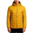 thumbnail image 1 of hoksml Men's Detachable Hood Puffer Jacket with Slash Pockets Solid Color Zip-Front Quilted Coat for Winter Warmth, 1 of 4