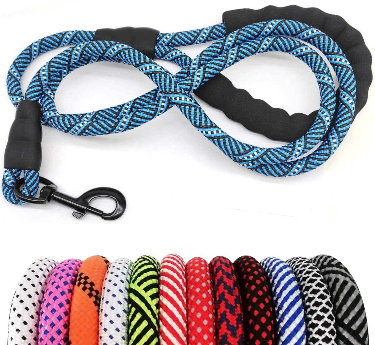 GHSDFBB Heavy Duty Rope Dog Leash, 10 FT Nylon Pet Leash, Soft Padded Handle Thick Lead Leash for Large Medium Dogs