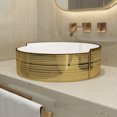 thumbnail image 2 of MEJE 16.75 Inch LUXURY Gold Stripes Round Art Basin, Above Counter Bathroom Vessel Sink, Porcelain Ceramic Countertop Sink(Include pop up drain), 2 of 5