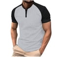 thumbnail image 1 of Kaemgyyd Men's Casual Henley Shirts Stylish Color Block Short Sleeve Summer Tops Lightweight Button Crew Neck Pullover Basic Tees, 1 of 5