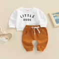 thumbnail image 2 of Infant Baby Boys Fall Winter Outfits Long Sleeve Sweatshirt Letter Print Pullover Tops Jogger Pants Set, 2 of 6