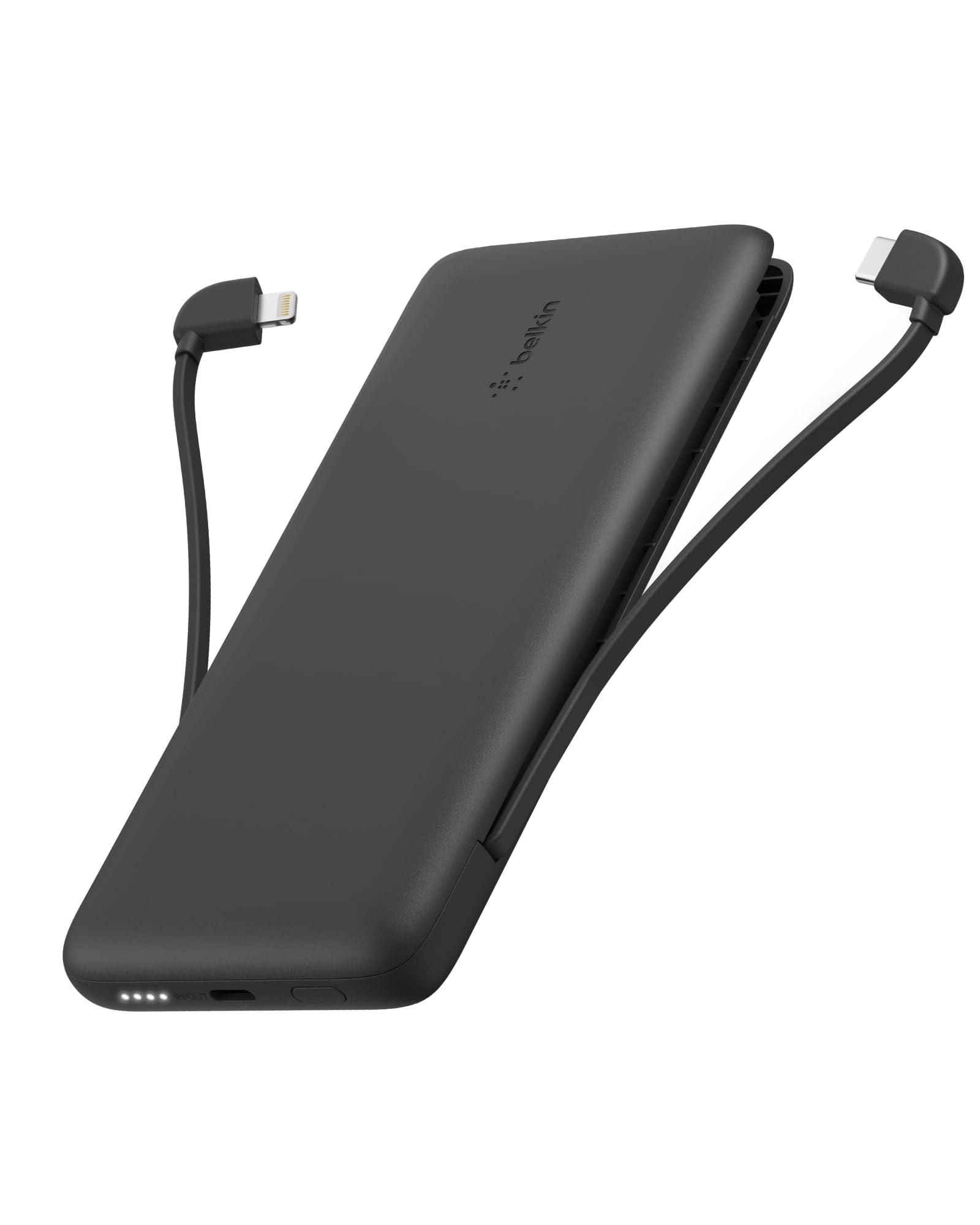 Belkin Portable Charger Power Bank for iPhone/Android - 10,000mAh, 23W Battery Pack for Phone with Integrated USB-C, Lightning Cables - Pass-Through