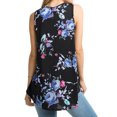 thumbnail image 3 of Women Floral Print Sleeveless Round Neck Asymmetric Hem Top, 3 of 3