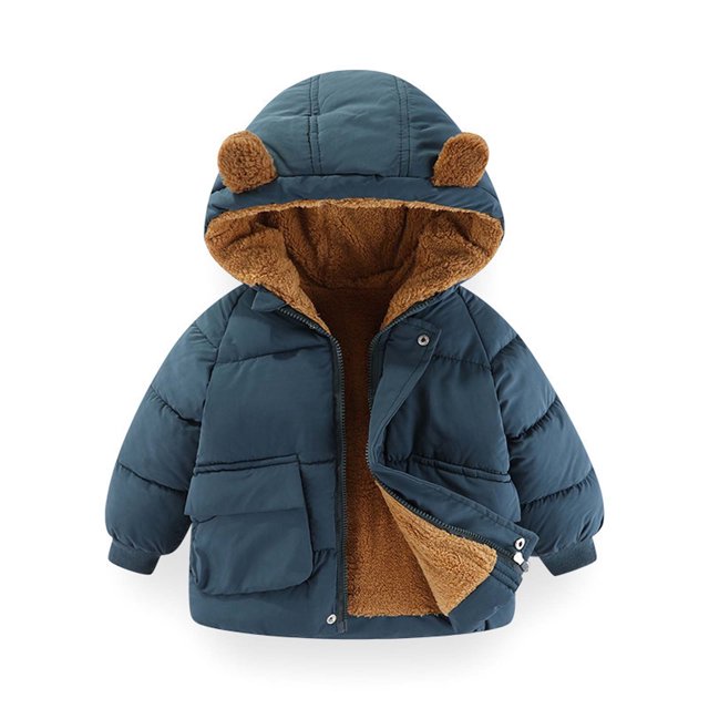 Mceream Manteau Matelassé d'Hiver pour Enfants - Unisexe à Capuche Mi-Long Manteau Chaud Chamarra Para NiñA Bleu 1 An