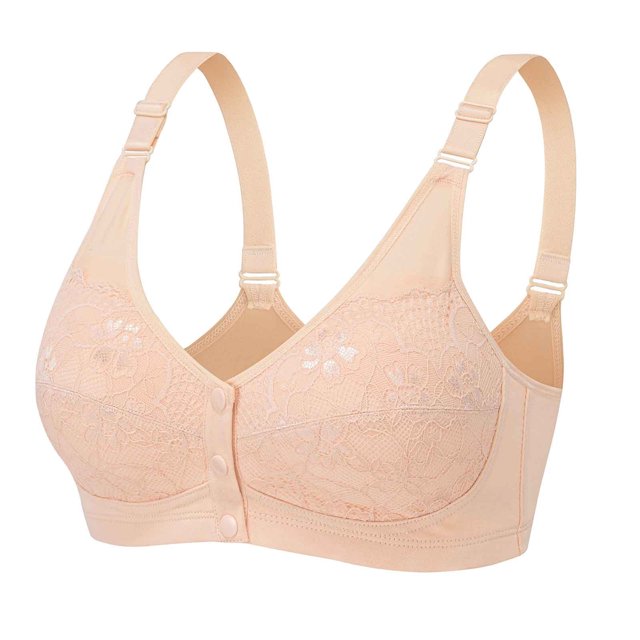 Bigersell Front Closure Sports Bras for Women Front Closure Bras for Older Women Cotton Bras Ladies Senior Bras for Women Front Closure Comfortable Bras for Older Women R-10-Beige 90B