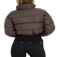 thumbnail image 3 of Manteau Chaud Automne Hiver pour Femmes Couleur Unie Manches Longues Col Montant Fermeture Éclair, 3 of 4