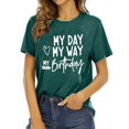 thumbnail image 1 of LUOGENLI T-shirts pour Femme pour Femmes Dames Mode Décontractée à Lettres Imprimées Col Rond T-Shirt à Manches Courtes Haut T-shirts pour Femmes T-shirts Graphiques T-shirts Pêche Saint-Valentin Vert Foncé TTG, 1 of 4