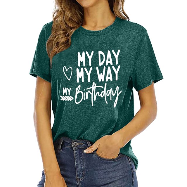 LUOGENLI T-shirts pour Femme pour Femmes Dames Mode Décontractée à Lettres Imprimées Col Rond T-Shirt à Manches Courtes Haut T-shirts pour Femmes T-shirts Graphiques T-shirts Pêche Saint-Valentin Vert Foncé TTG