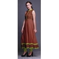 thumbnail image 3 of Bimba Robe Anarkali Damassé Brique Rouge2 Col Mandarin Sans Manches Kurtis pour Femmes Imprimé Robe Maxi Grande, 3 of 6