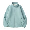 thumbnail image 1 of Dvkptbk Women Solid Color Jacket Stand-up Collar Jacket Outdoor Plus Size Hooded Raincoat water Windproof coat, 1 of 5