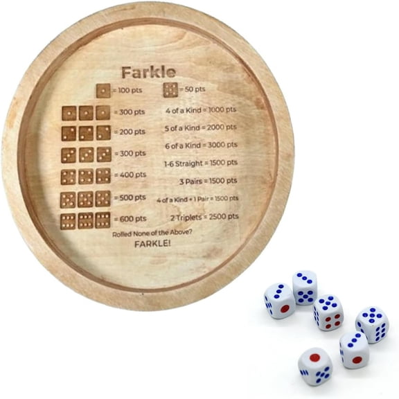 MesaSe Plateau de dés Farkle Plateau de Jeu de dés Farkle Classique Plateau de dés en Bois Support de Plateau de dés pour le Jeu Familial Classique Voyage Fête Jeu Familial Classique (Bois)
