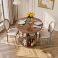 thumbnail image 2 of Hawsaiy Table à Manger Ronde de 31,5 Pouces pour 2 avec Base de Rangement à Porte Coulissante, Dessus en Bois Imperméable et Résistant aux Rayures Gain de Place, Table de Cuisine Style Ferme Moderne, Noyer, 2 of 8