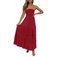 thumbnail image 1 of Cathalem 2024 Robe Débardeur Sans Manches d'Été pour Femme, Robe Modeste pour Invitée de Mariage, Rouge G, 1 of 5