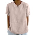 thumbnail image 1 of Timegard Chemises en Coton et Lin pour Femmes Mignonnes Froncées à Manches Bouffantes d'Été Chic Décontracté Amples à Col à Revers Hauts Blouse, 1 of 6