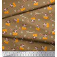 thumbnail image 3 of Soimoi Tissu Viscose Georgette Marron, Imprimé Tranches de Fromage et Rats pour Enfants, Largeur 42 Pouces, 3 of 3