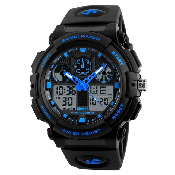 SKMEI 1270 Quartz Digital Electronic Men Watch Fashion Casual Outdoor Sports Male Wristwatch Dual Time Date Week Stopwatch Alarm 5ATM Waterproof Luminous Multifunctional Watches Relogio Masc