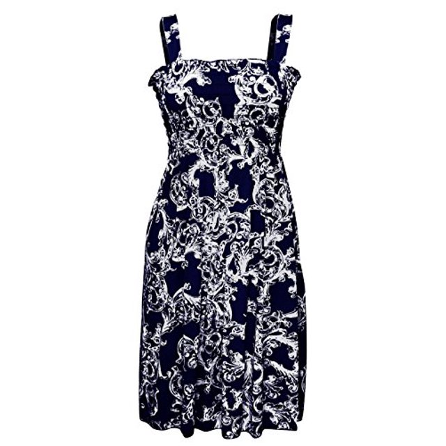 Peach Couture Women's Midi Multicolor Exotic Smocked Spring Summer Dress