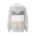 thumbnail image 5 of EGNMCR Womens Winter Fuzzy Fleece Jacket Hooded Color Block Patchwork Cardigan Zipper Pullover Coats Outerwear with Pockets, 5 of 5