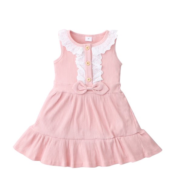 Birdeem Robe une Pièce Sans Manches à Nœud en Dentelle pour Filles Bébés Enfants