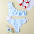 thumbnail image 2 of Kid Girl Swimsuit 2 Piece Summer Bikini Bathing Suit Striped Ruffle Cute Swimwear Bathing Suits 7-8 Years, 2 of 5