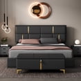 thumbnail image 2 of Velmero Queen Size Upholstered Storage Bed with Hydraulic Lift & Easy Assembly - No Box Spring Required,Black, 2 of 20