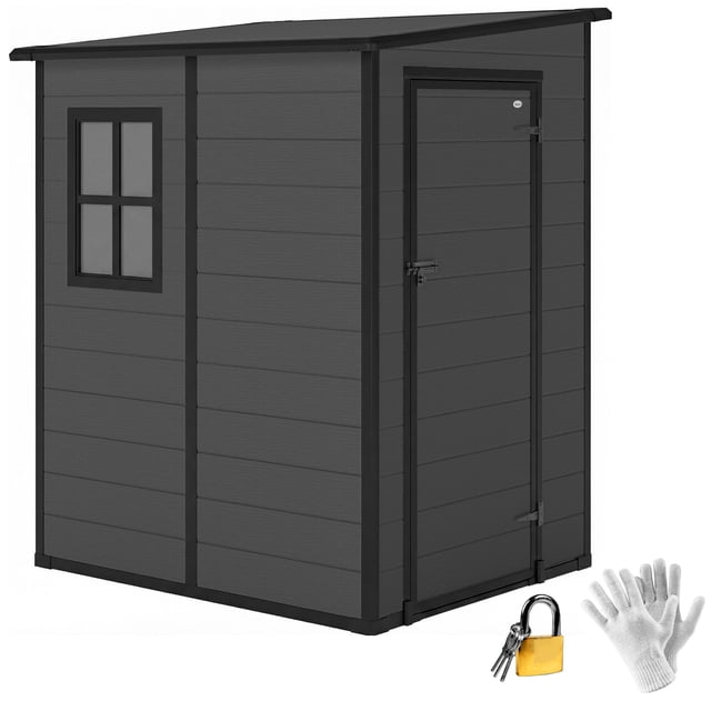 Outsunny Abri de Rangement Extérieur Adossé 4 x 5 Pi en Plastique pour Outils de Jardin