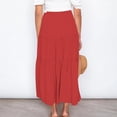 thumbnail image 3 of Fashion Women Solid Casual Ruched Ruffles Elastic Waist Skirt, Beach Style Solid Color Drawstring Waist Half Skirt, Comfortable and Stylish Ruffled Design, Lightweight Summer Wear, 3 of 6