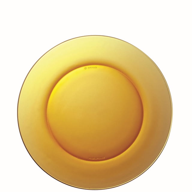 Duralex Lys Amber Plate 23cm, set of 6, shown in a centered top-down view, featuring a round amber tempered glass plate with smooth texture and simple design, made in France, durable and resistant to thermal shock, dishwasher, microwave, and freezer safe, suitable for everyday dining and modern entertaining.