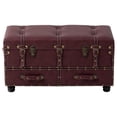 thumbnail image 1 of COZAYH Vintage Storage Bench, Upholstered Wooden Ottoman Bed Chest Box, Magenta, 1 of 9
