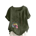 thumbnail image 1 of XZNGL Summer Tops for Women Sexy Women Summer Sexy Print Regular Button Round Neck Short Sleeve Women Short Sleeves Top Womens Short Sleeve Tops Sexy Summer Tops for Women Short Sleeve Tops, 1 of 9