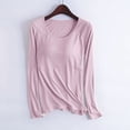 thumbnail image 1 of RKSTN Pyjama pour Femmes Confortable Léger avec Soutien-Gorge Rembourré Intégré Pyjama Couleur Unie Manches Longues Col Ras du Cou Tenue de Nuit Polyvalente Tenue Décontractée d'Hiver Haut une Pièce, 1 of 3